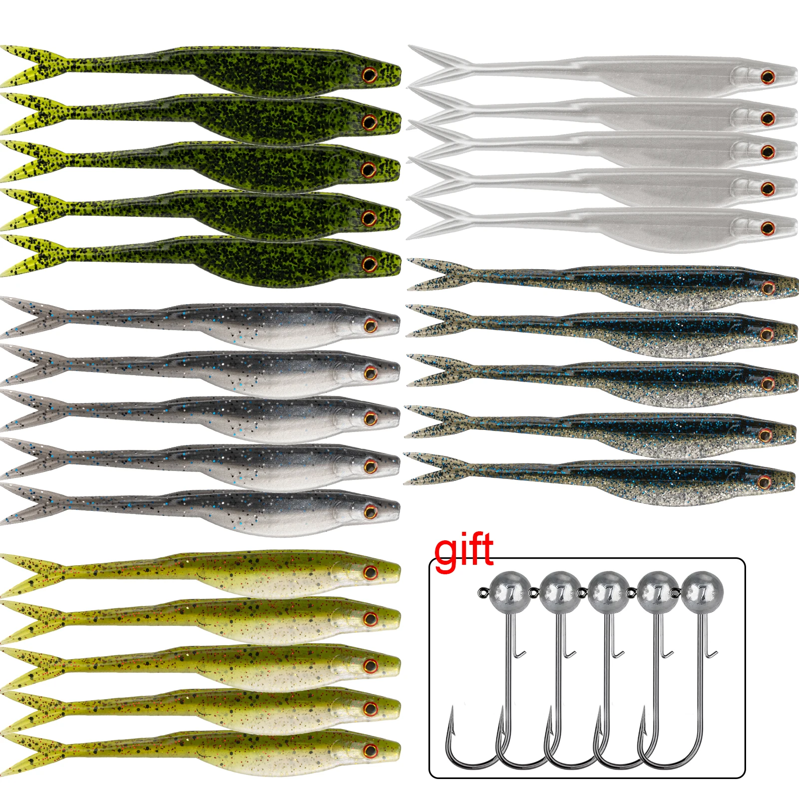 Señuelos blandos swimbait cola de horquilla para Texas Rig y Jig Head - imagen 5