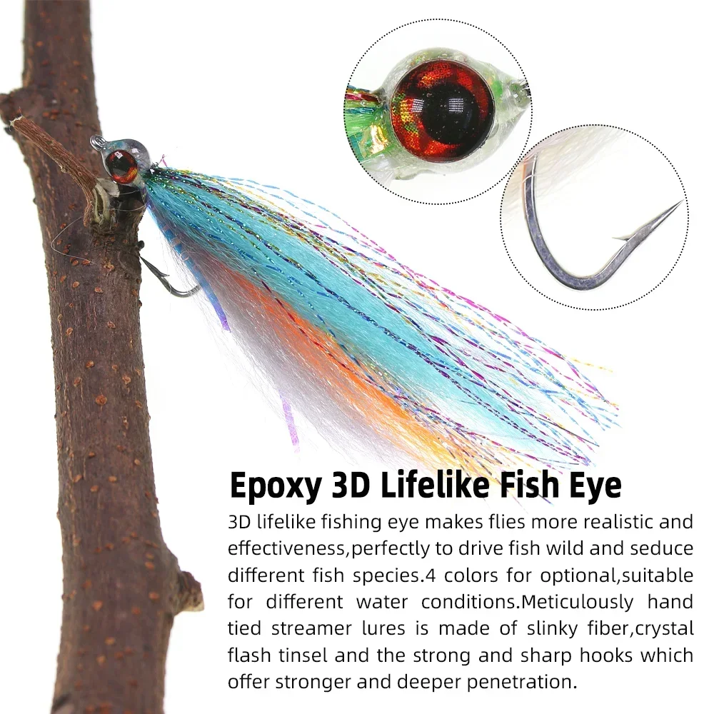 Streamer Clouser Minnow epoxi 3D ojo de pez Wifreo – Mosca pesca trucha - imagen 4