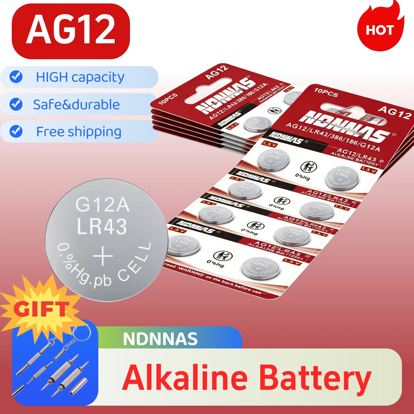 Lote de pilas AG12 LR43 en blister