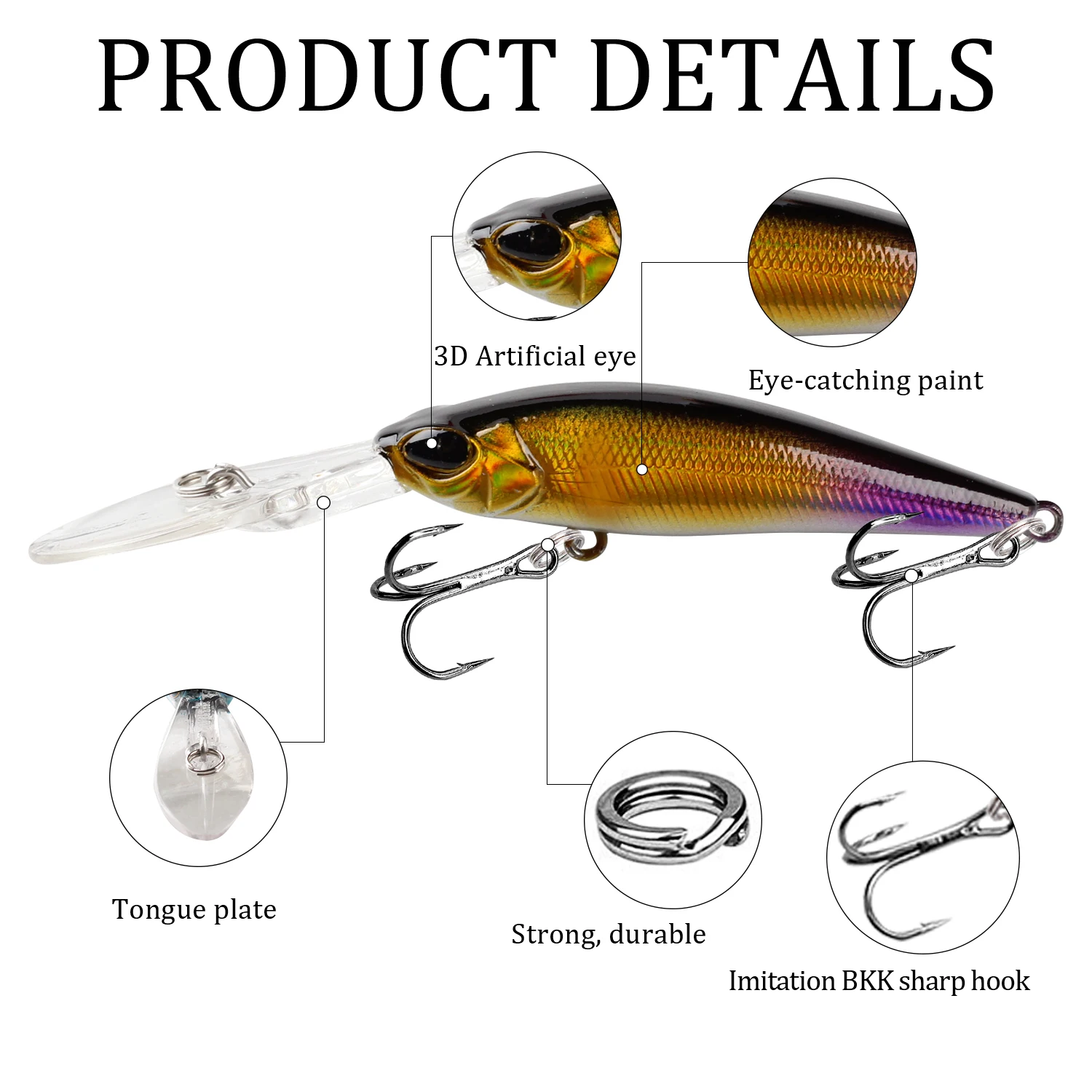 Jerkbait Crankbait Flotante 9cm 5,8g - Señuelo para Lúcio - imagen 3