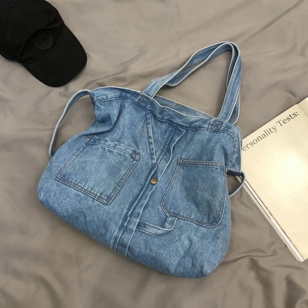 Bolso de tela vaquera con cremallera cuadrado azul unisex - imagen 2