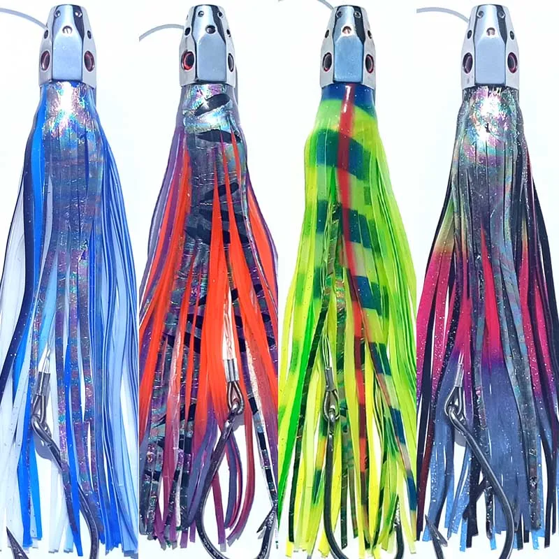 Jig head cobre con falda de calamar - señuelo para pulpo y atún - imagen 4