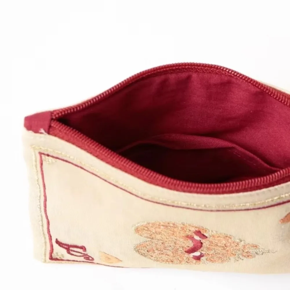 Bolsa cosmética bordada a mano estilo étnico con flecos - imagen 2