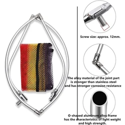 Red de pesca plegable SANLIKE ovalada de aluminio con goma recubierta