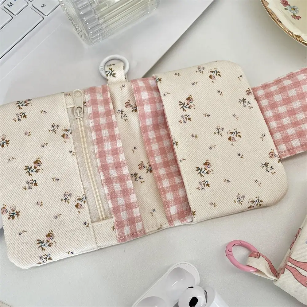 Monedero de tela con lazo y flor, cartera pequeña multifunción - imagen 4