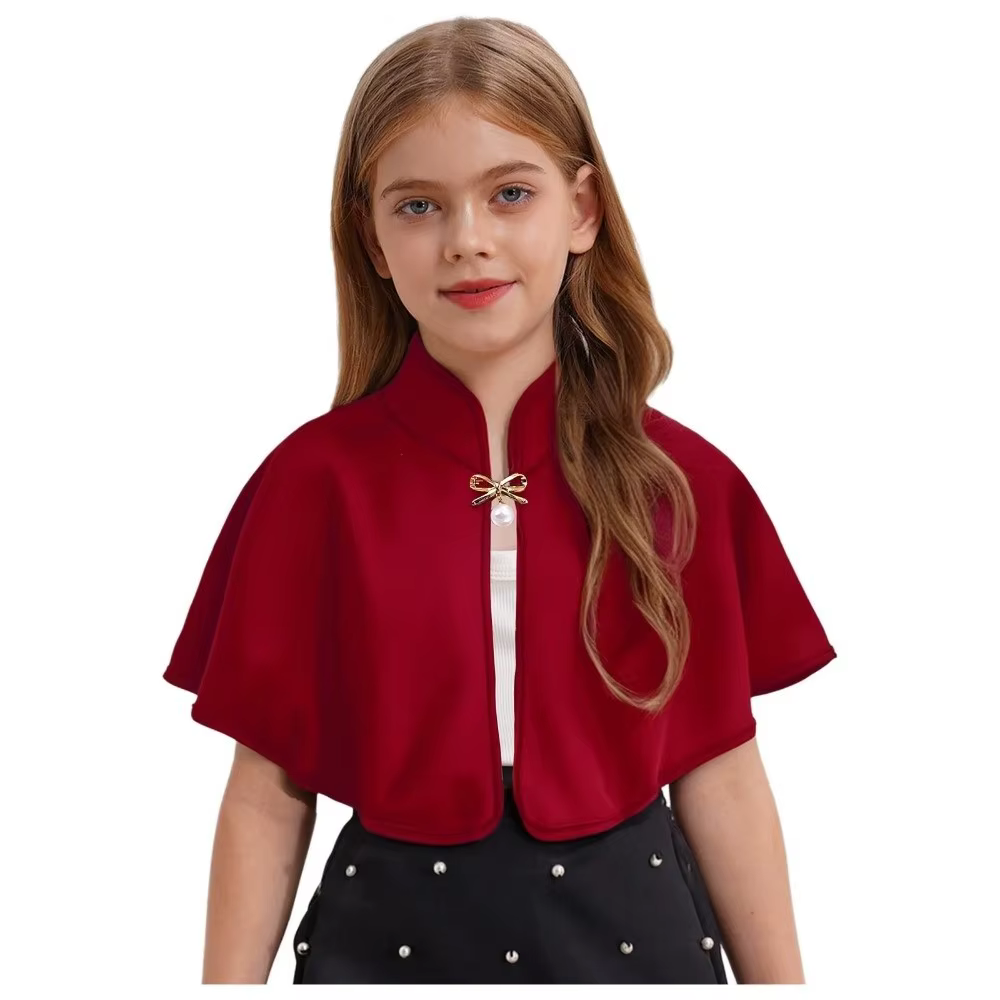 Chal para niña con broche y lazo – Color liso