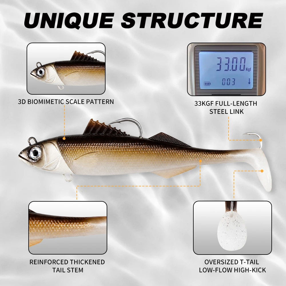 Hunthouse Heavy Soft Swimbait T-Tail señuelo para lubina y mero - imagen 3
