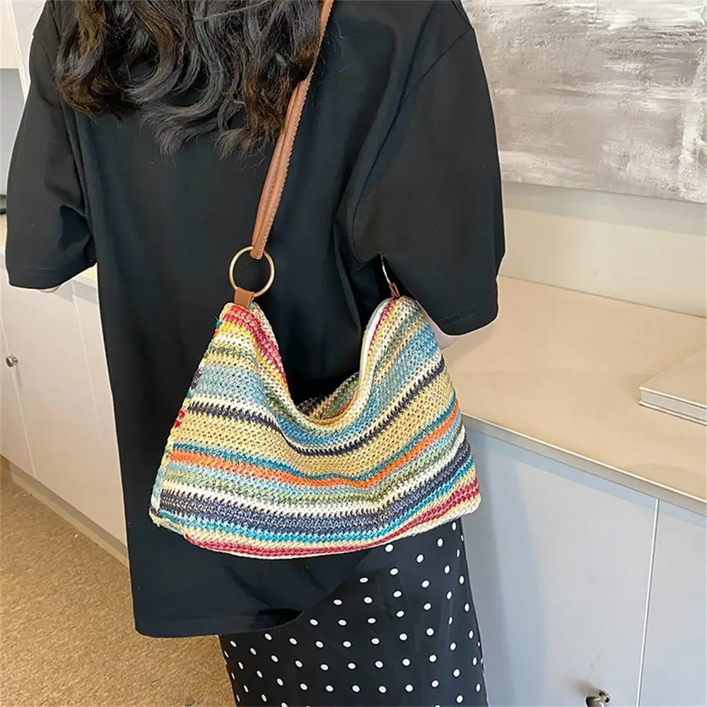 Bolso de paja trenzada artesanal gran capacidad – bandolera boho - imagen 5