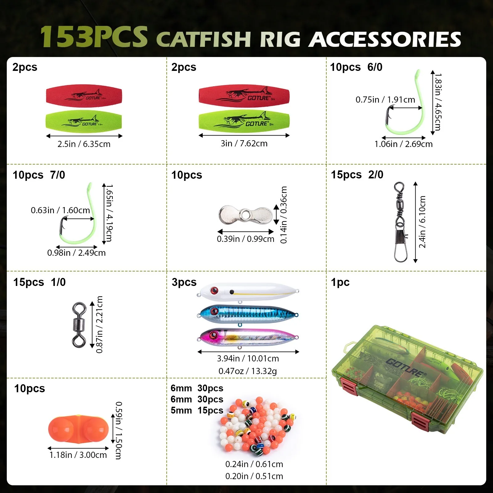Goture accesorios para pesca bagre: flotadores EVA, anzuelos circulares - imagen 5