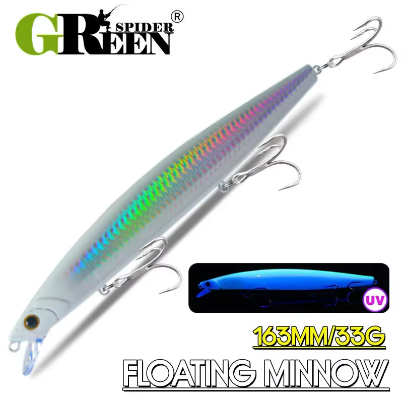 Jerkbait Greenspider flotante – Minnow artificial para pesca en mar