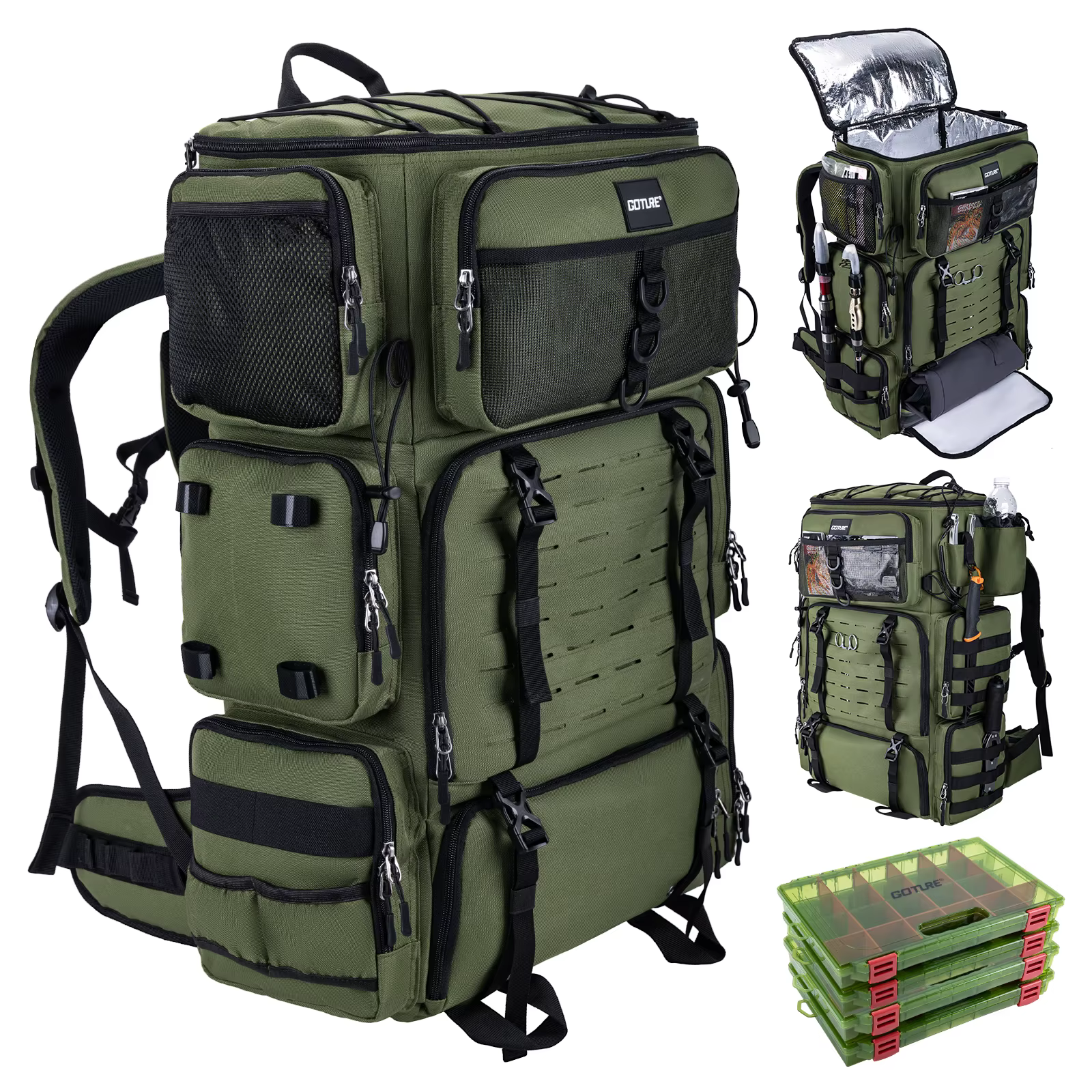 Mochila de pesca Goture 72L bolsa térmica seco/húmedo