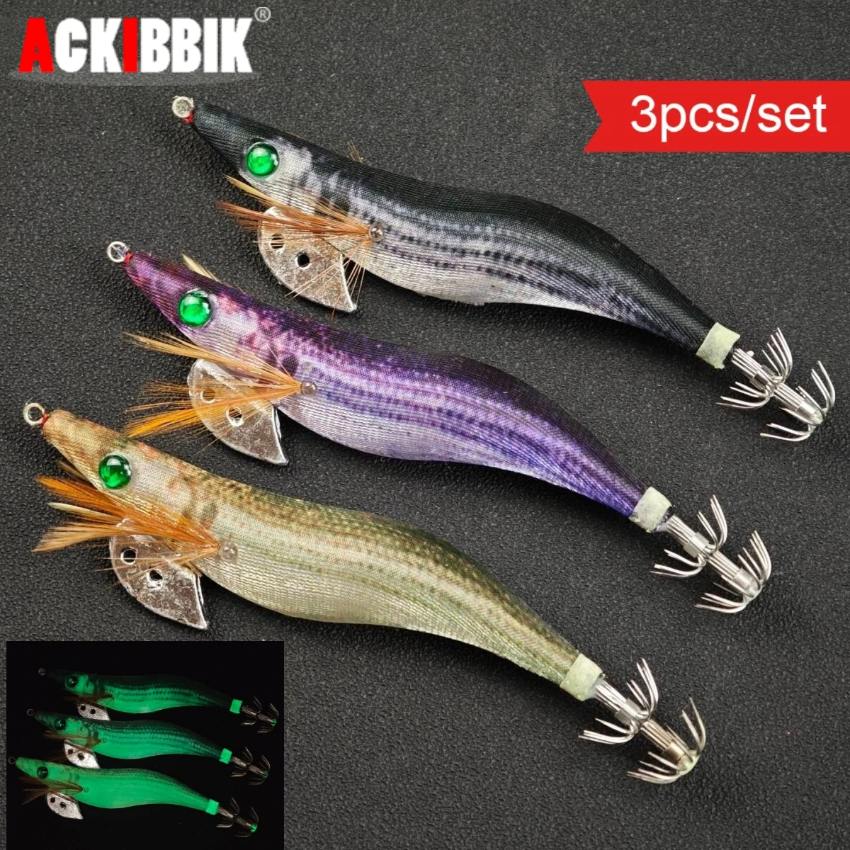 Señuelos de camarón Ackibbik luminosos para calamar y langostino - imagen 4