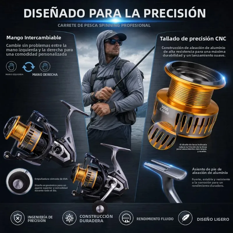 Carrete de pesca metálico DEUKIO para agua salada y dulce - imagen 4