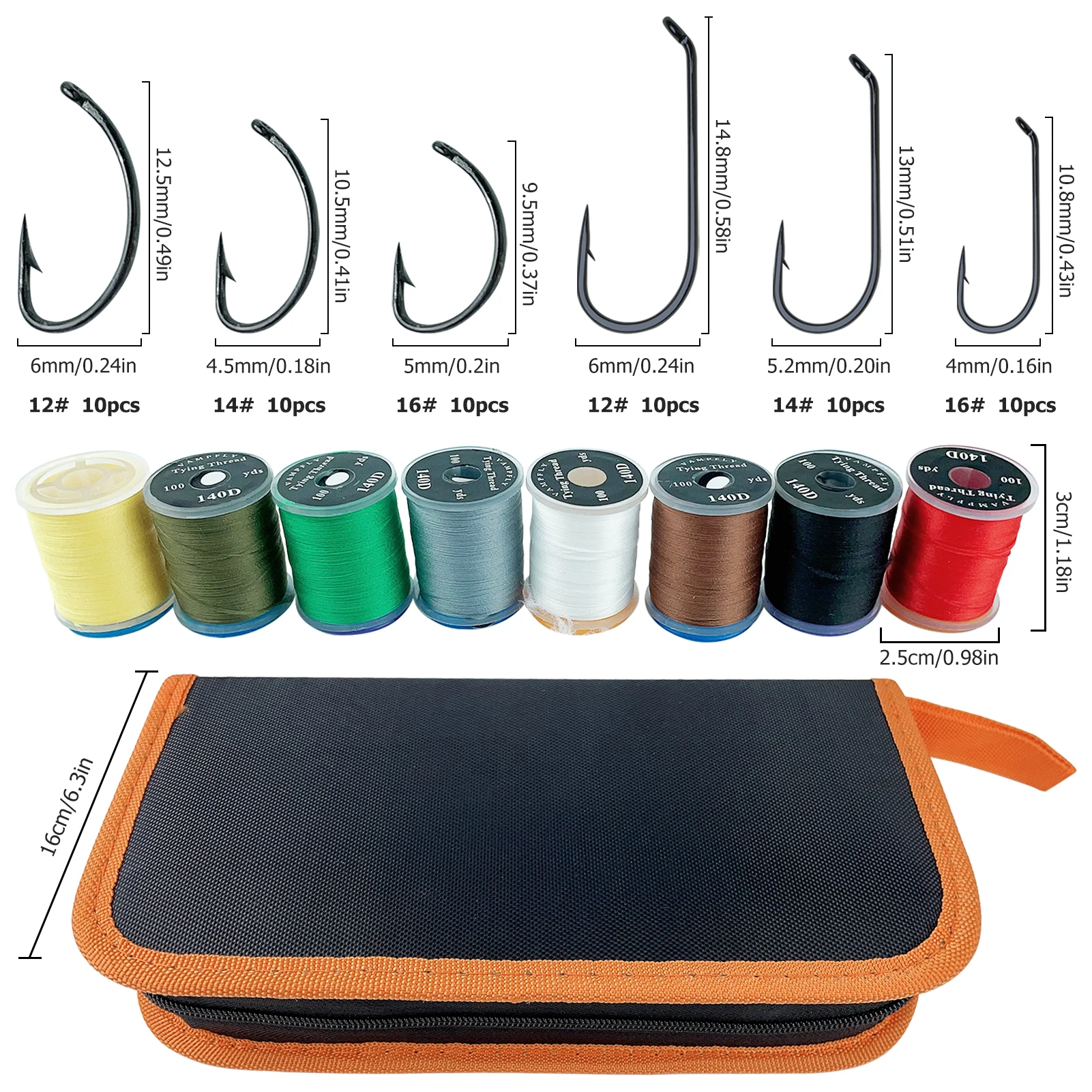 Kit atado de moscas con tijeras, bobin, enhebrador y anudador - imagen 2