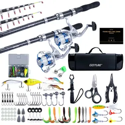 Goture Caña telescópica con carrete spinning para pesca conjunto