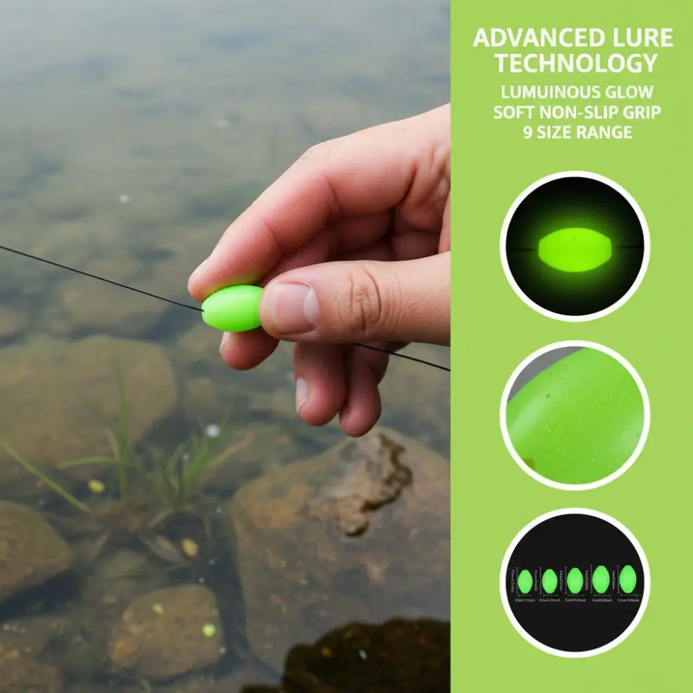 Cuentas de pesca luminosas duraderas en formas ovaladas y huevo - imagen 3