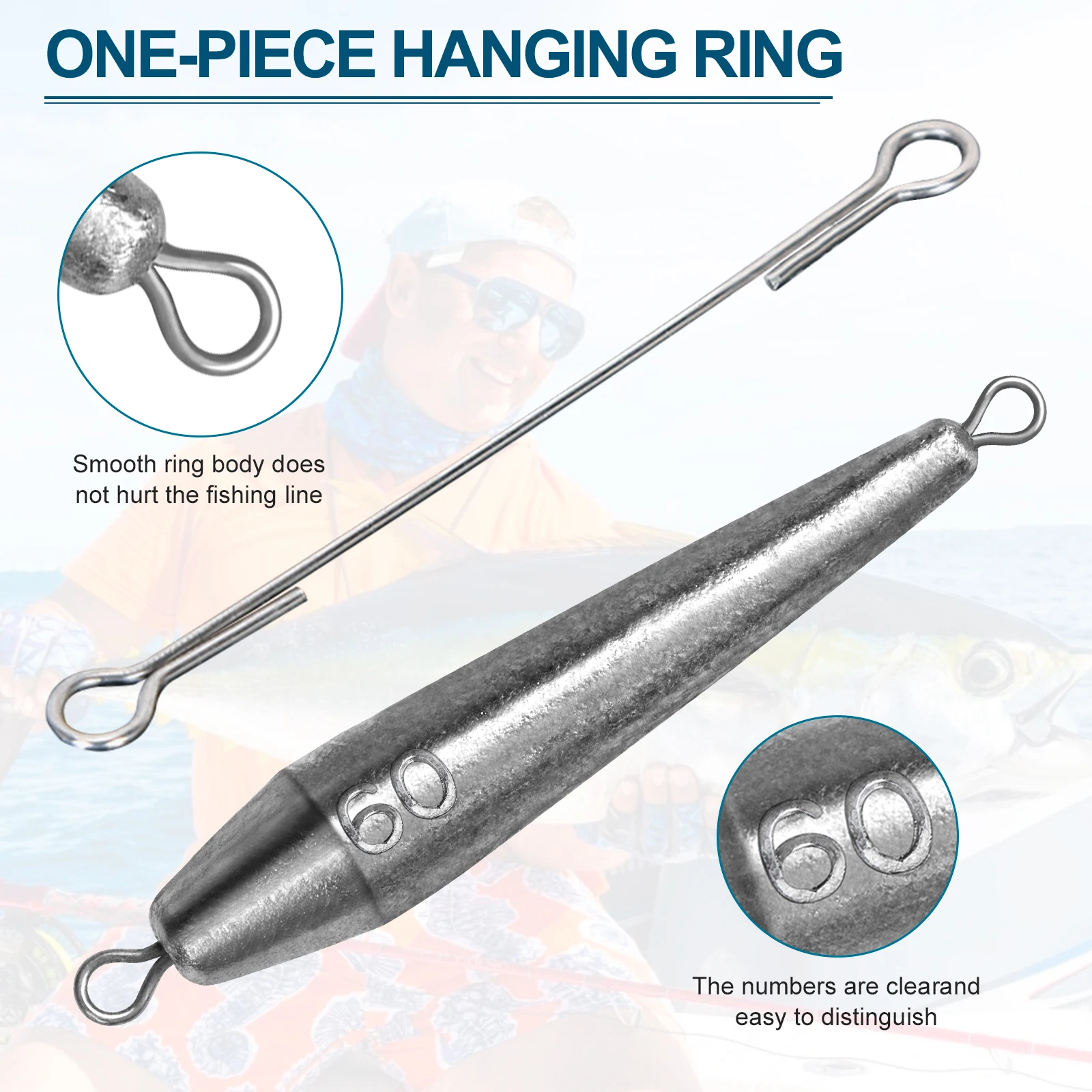 THKFISH Plomos torpedo en línea para trolling – doble anilla agua dulce - imagen 5