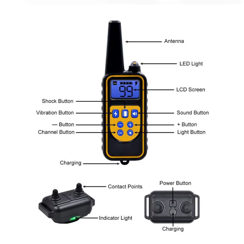 Collar de adiestramiento impermeable con mando y vibración para perros - imagen 2