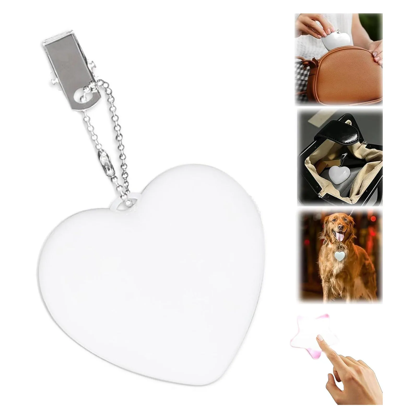 Luz LED recargable con forma de corazón para bolso