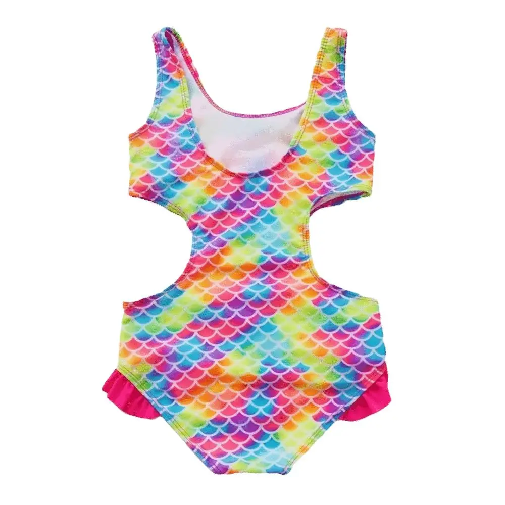 Traje de baño cintura alta con aberturas y escamas azules - imagen 5