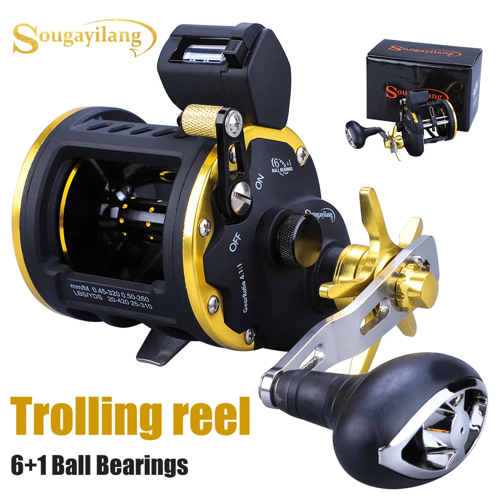 Sougayilang Carrete curricán Baitcasting-Contador lubina, salmón, malta