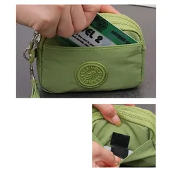 Cartera portátil doble capa impermeable con cordón para mujer