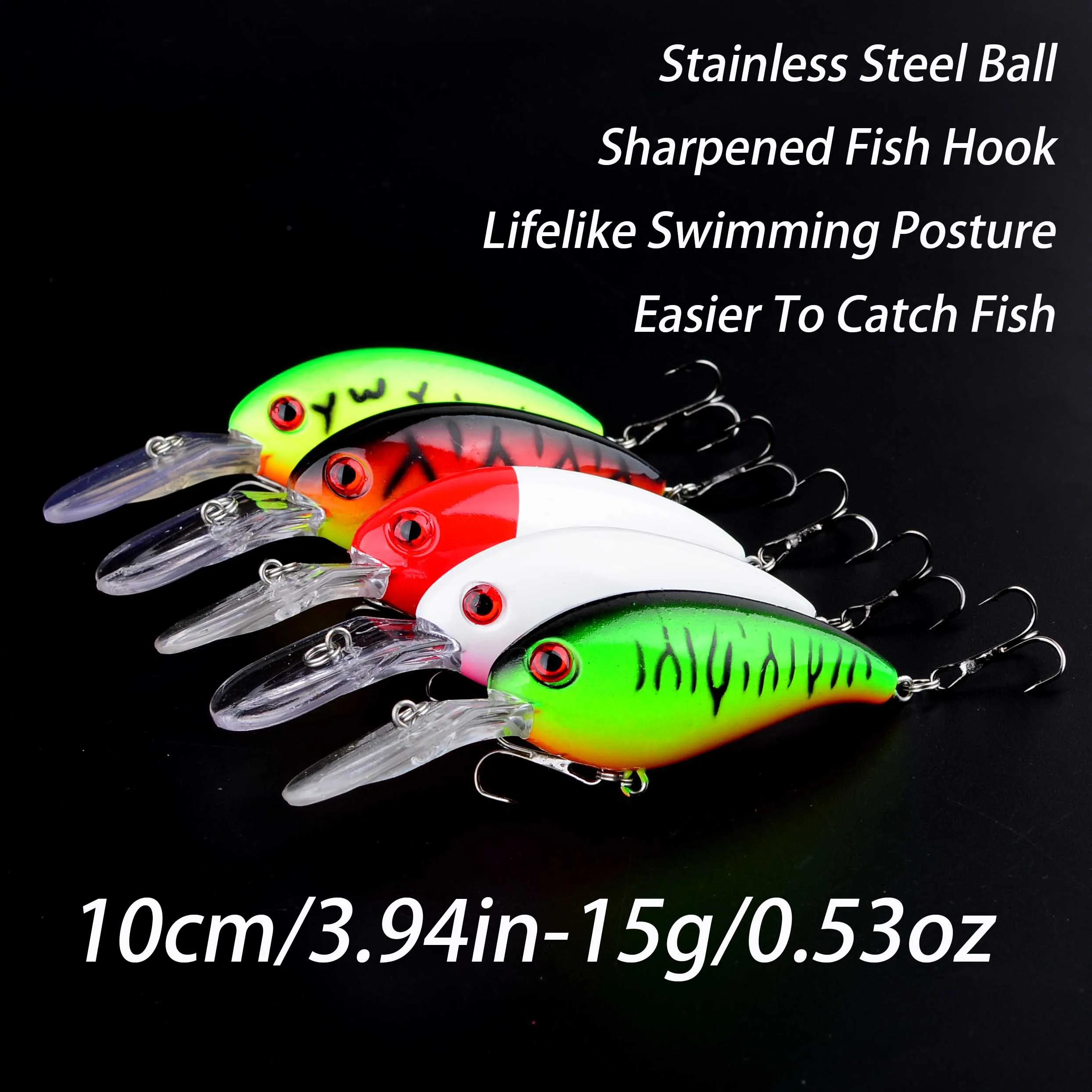 Vista lateral del crankbait que muestra su perfil aerodinámico y acabado reflectante