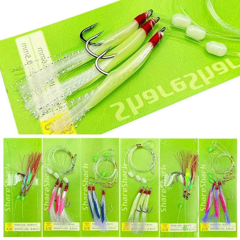 Sabiki luminoso en cadena para pesca de anguila en agua salada - imagen 3