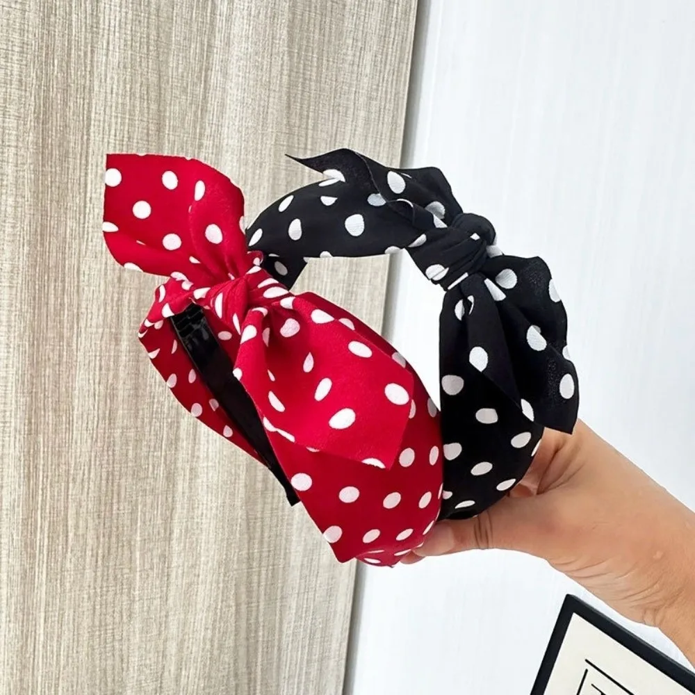 Diadema ancha con lazo, pinza pelo retro lunares orejas conejo - imagen 4