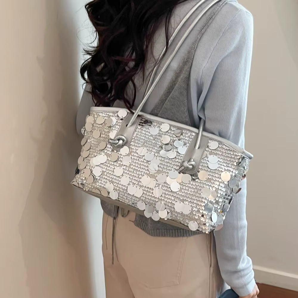 Bolso de mano con lentejuelas brillantes gran capacidad – Purpurina - imagen 4