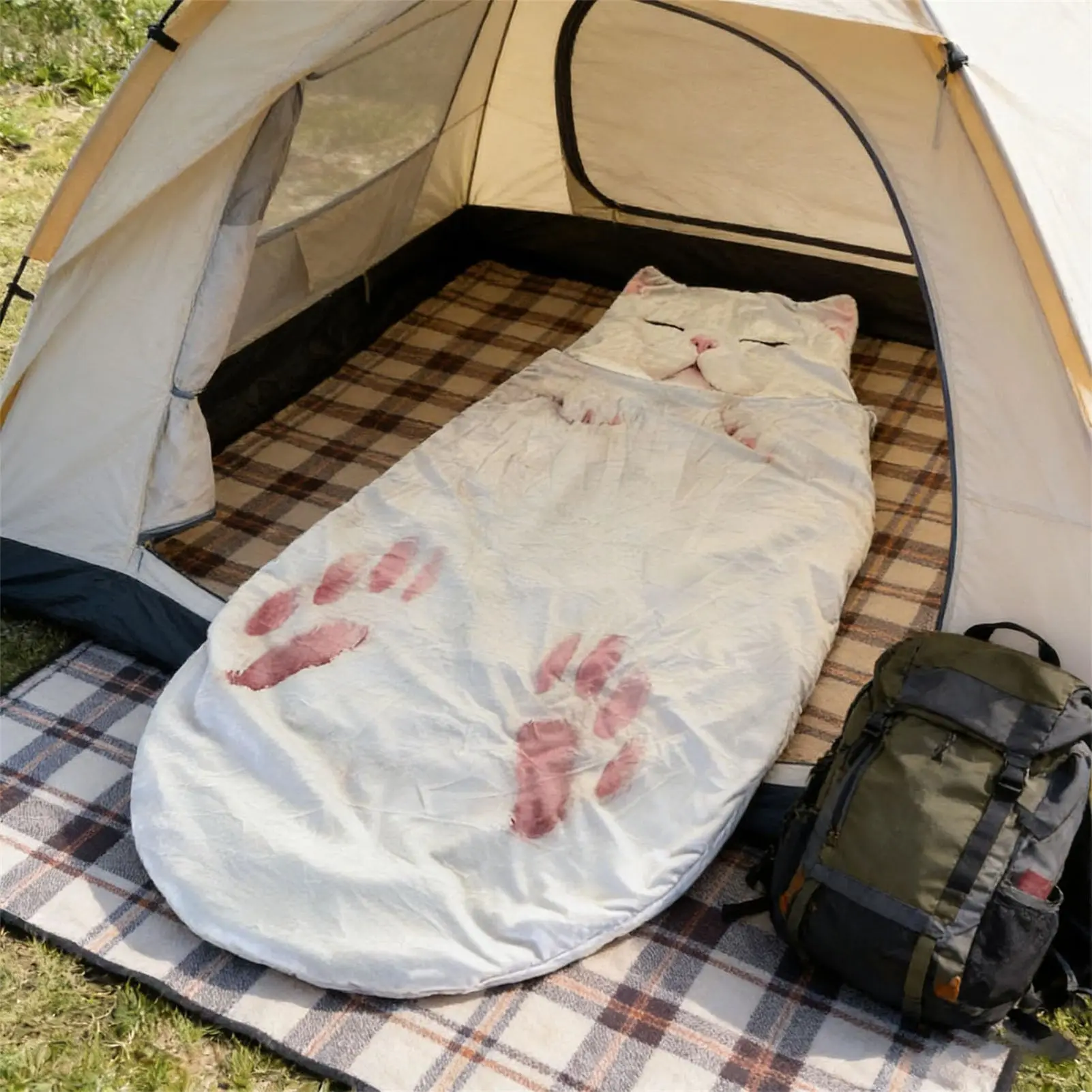 Saco de dormir felpa gato, abrigo invernal exterior para adultos - imagen 4