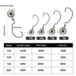 Jig Head Weedless Wide Gap Ojos Holográficos Black Bass Texas Rig