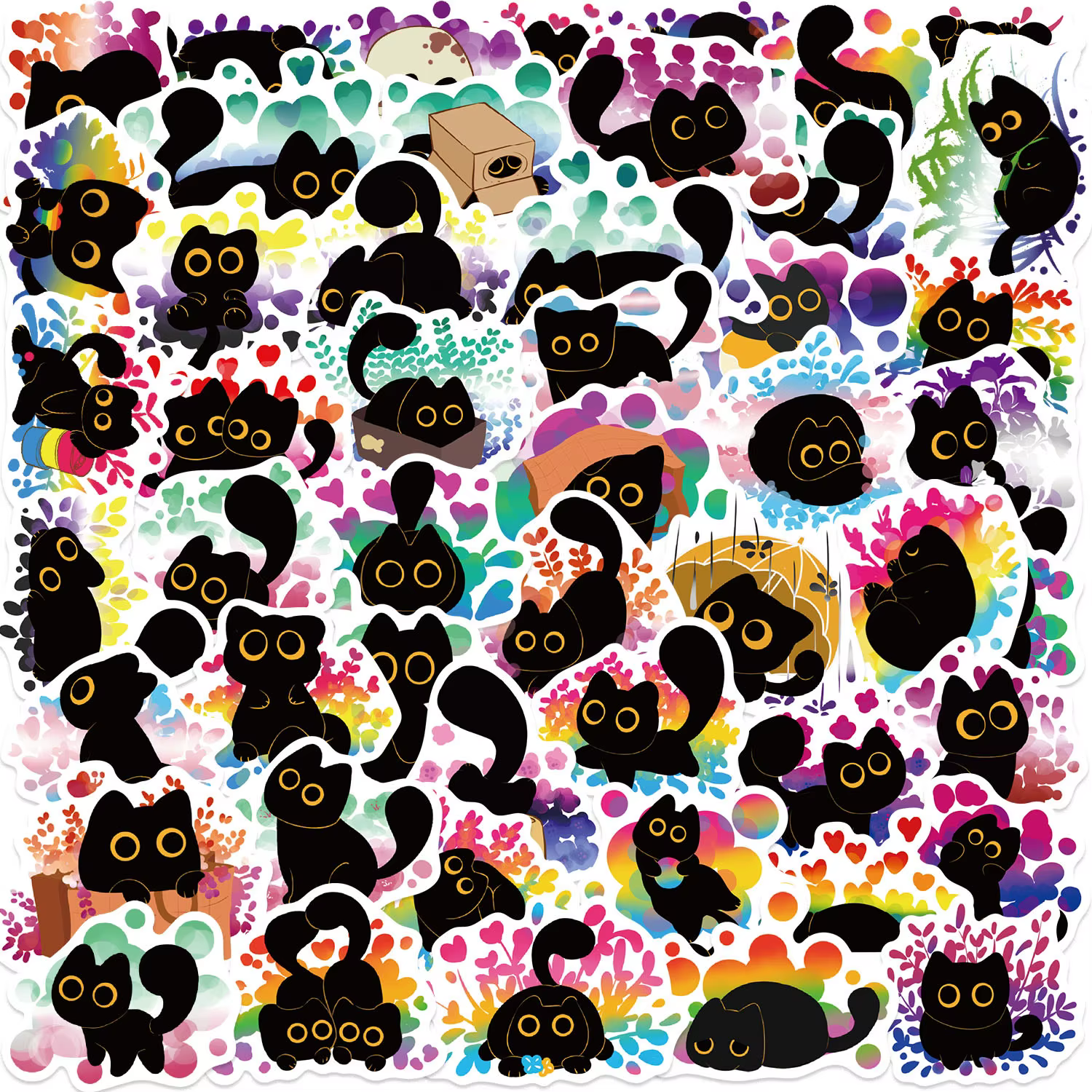 Pegatinas impermeables gato negro grafiti para móvil taza y equipaje - imagen 2