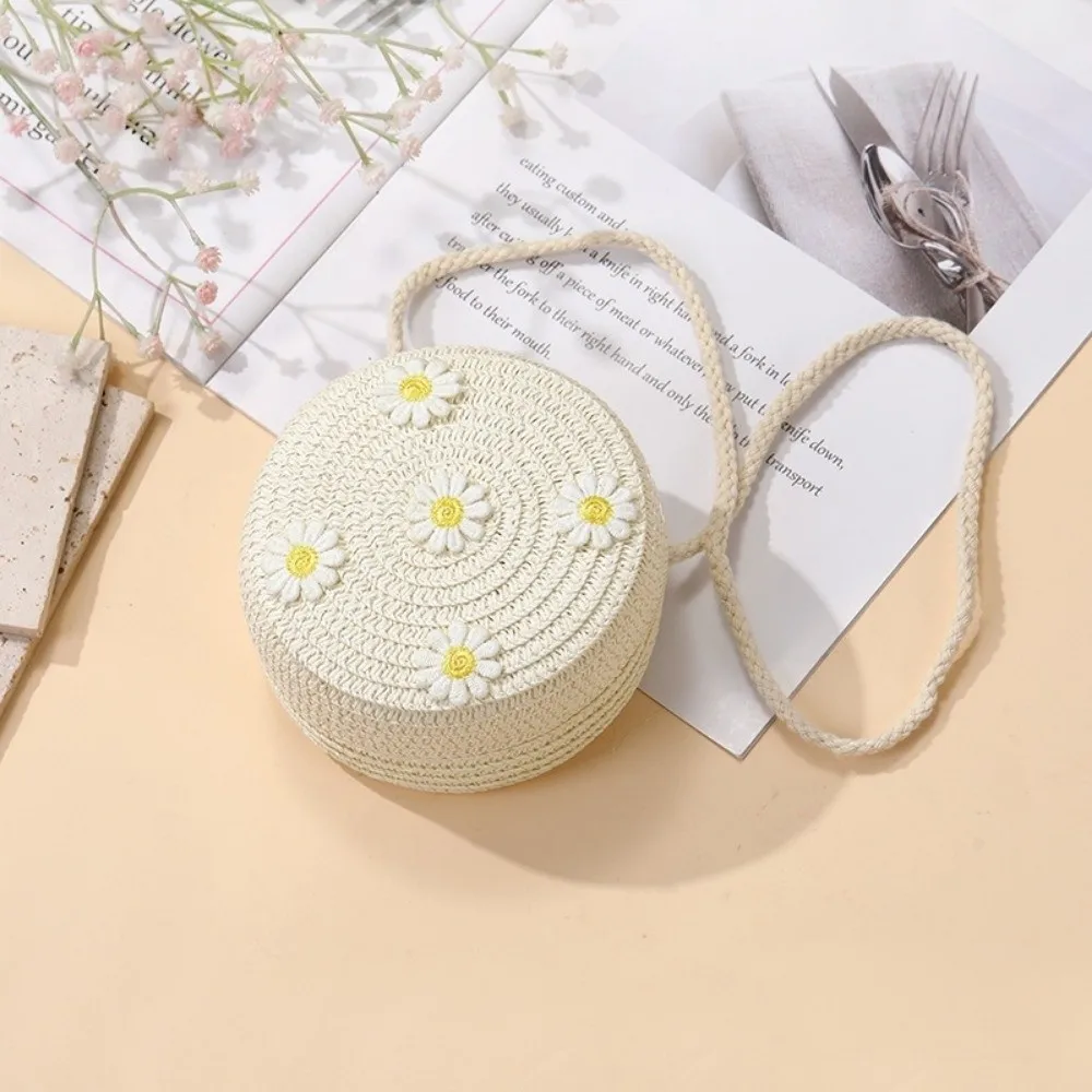 Bolso bandolera margarita tejido paja creativo para niños - imagen 4