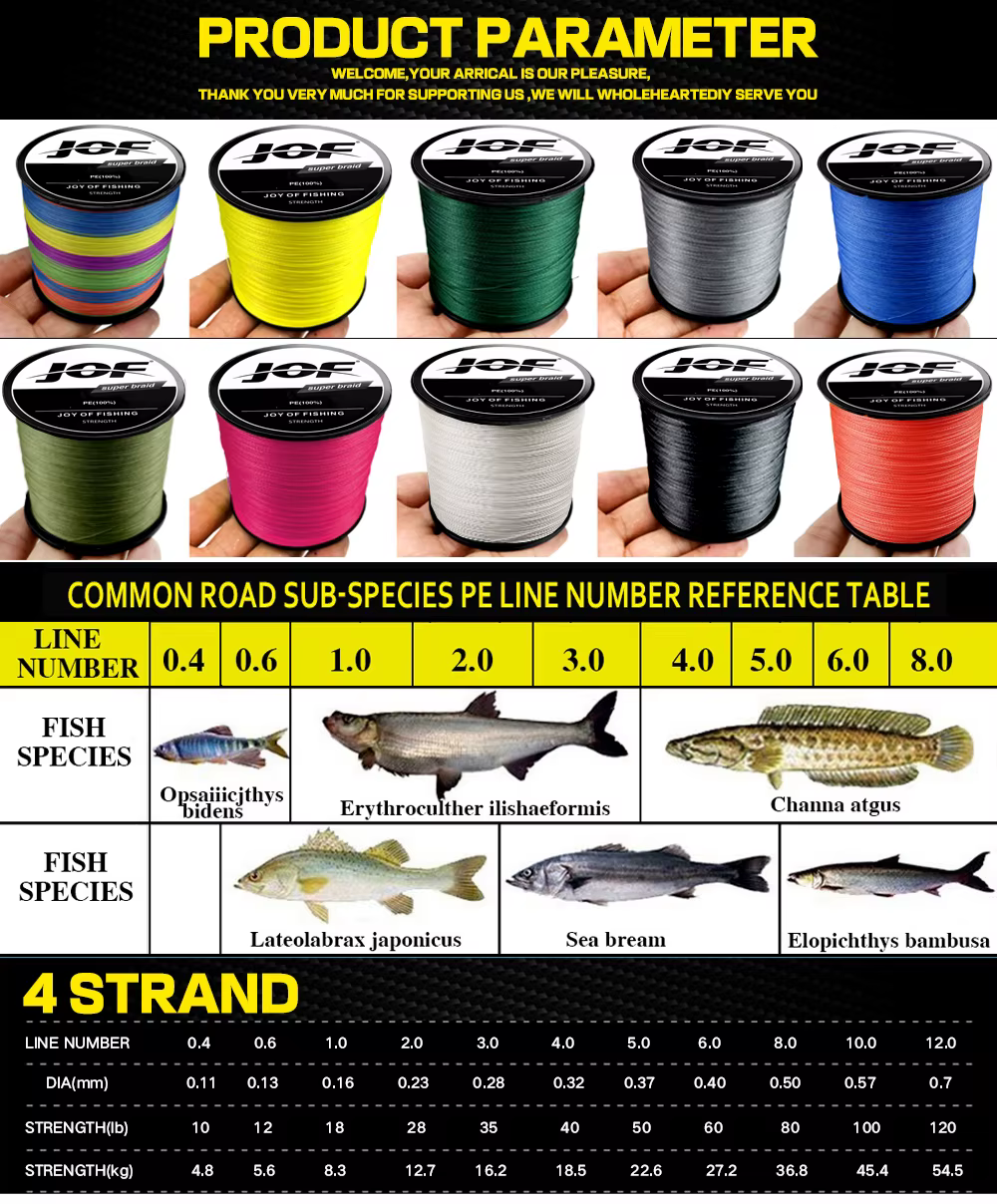 Línea trenzada JOF - Carpa 10-80 lb, 4 hebras - imagen 5