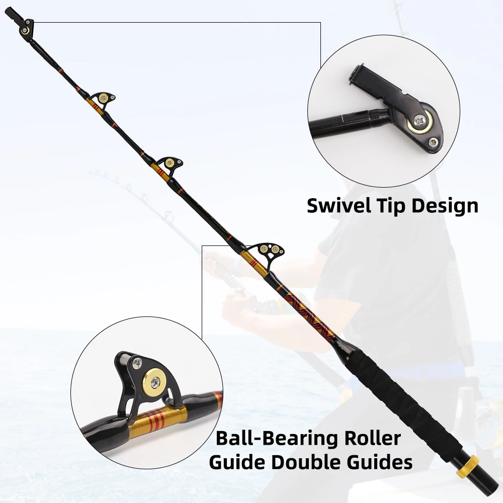 Topline Tackle Ocean Boat Trolling – Caña de fibra de vidrio - imagen 2