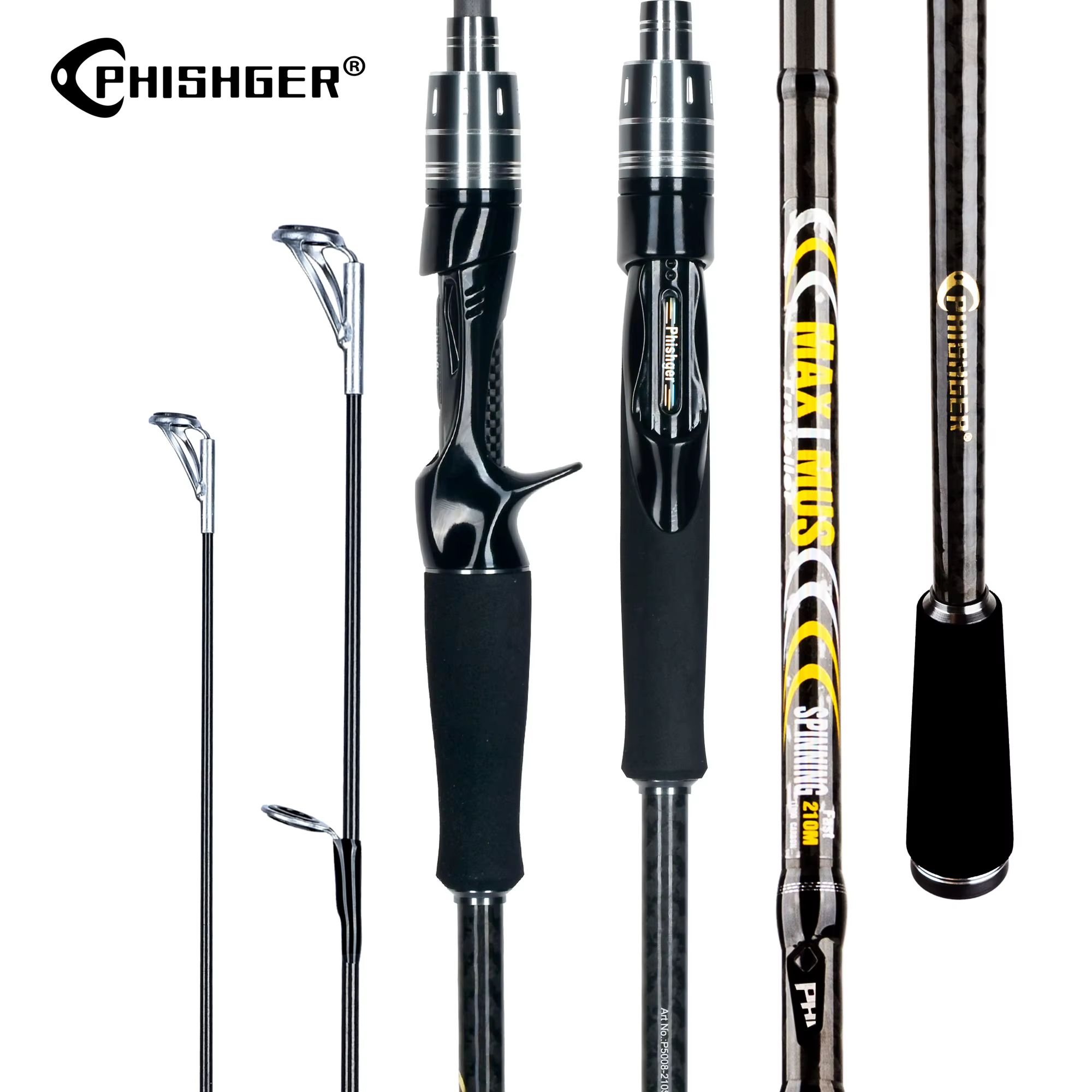 Caña Biutifu Phishger Maximus Traveller Spinning Baitcast - imagen 2