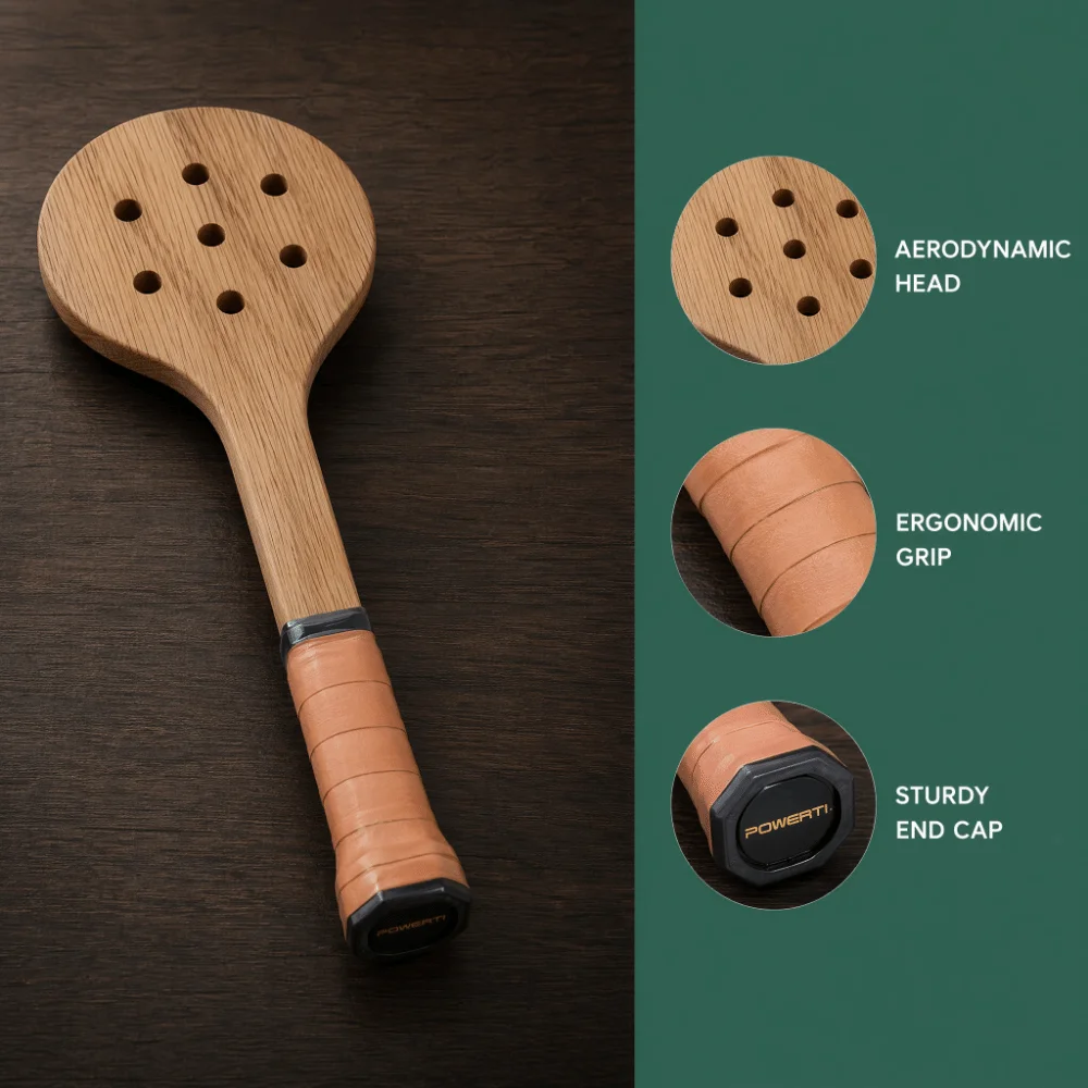 Raqueta de Pádel de Madera Cabeza Perforada Ligera Compacta - imagen 2