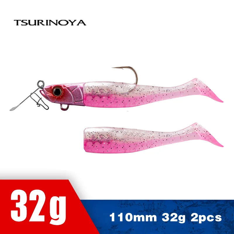 TSURINOYA Flutter Vinilo cola en T para agua salada triple lubina