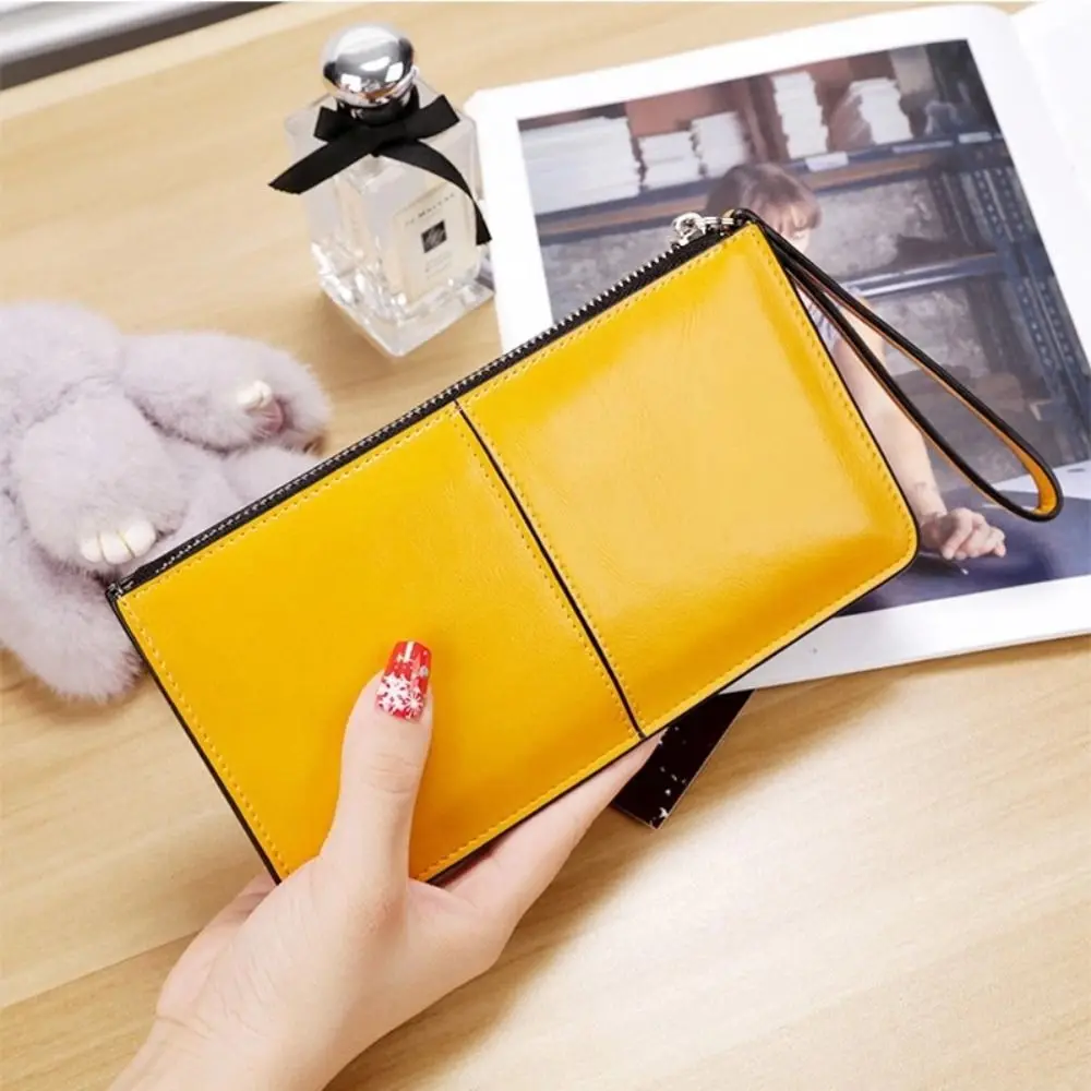 Cartera de mano vintage de cuero encerado con cremallera - imagen 2