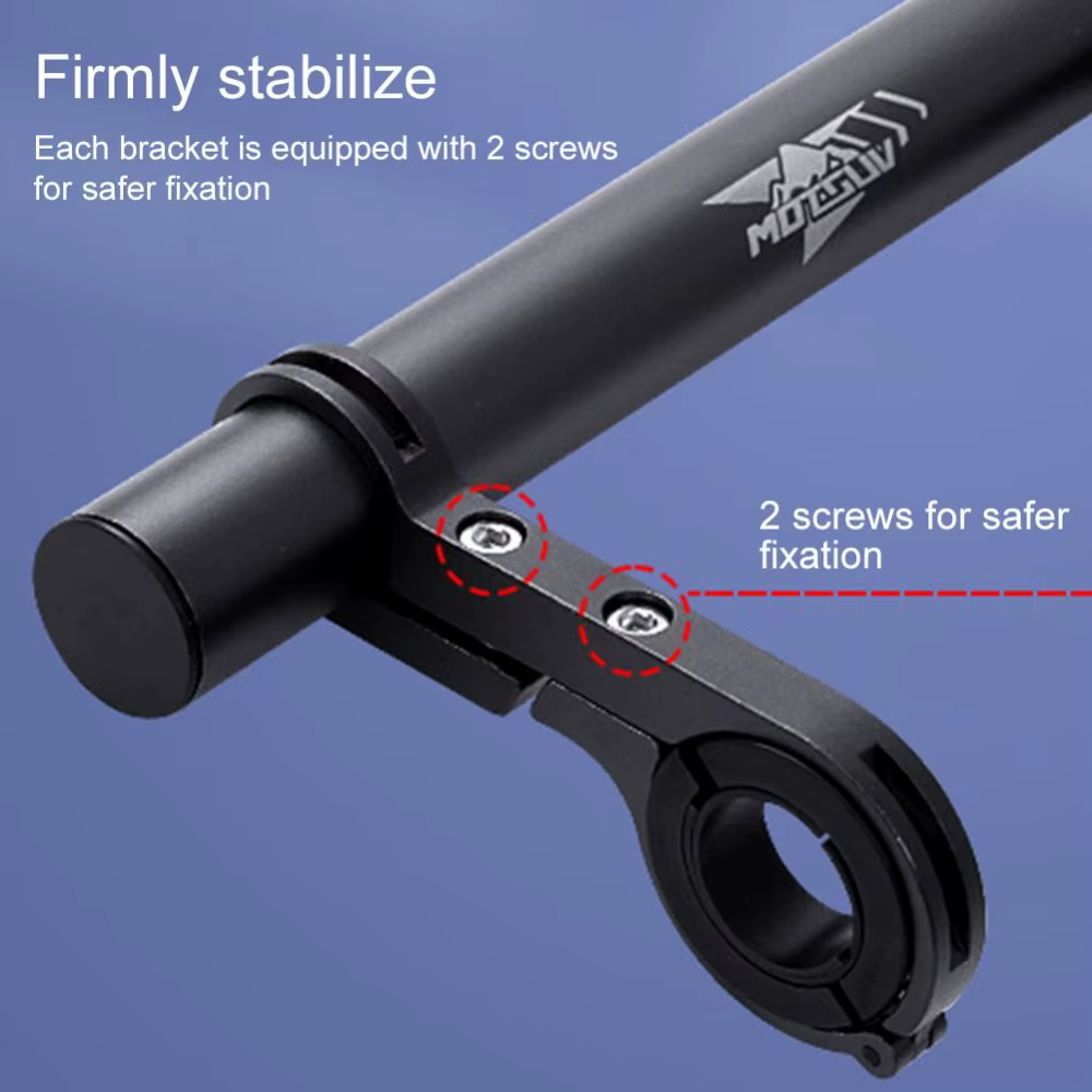 Extensor de manillar con luz frontal montada en configuración de ruta