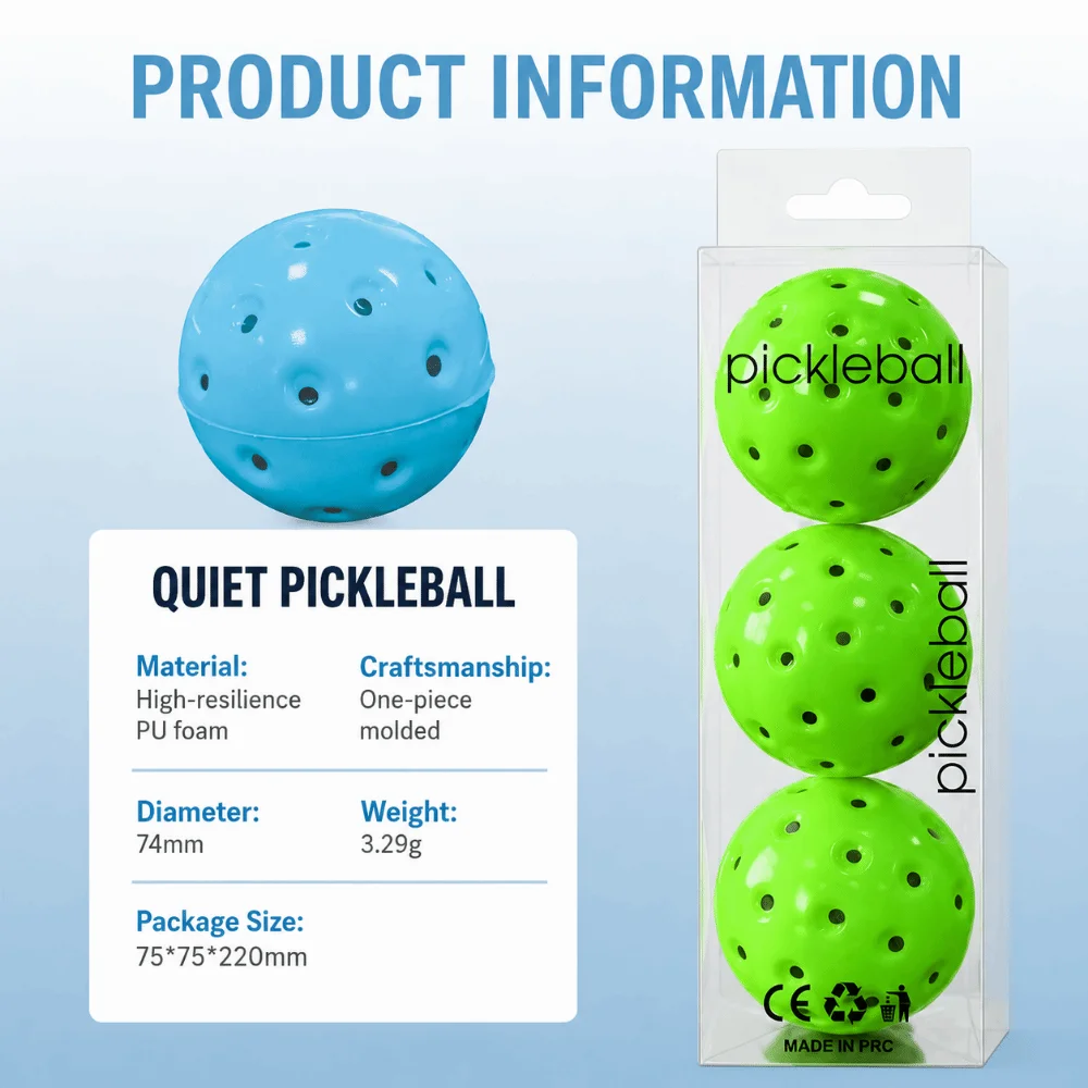 Pelotas de Pickleball de espuma PU silenciosas 74 mm – rebote preciso