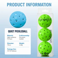 Pelotas de Pickleball de espuma PU silenciosas 74 mm – rebote preciso