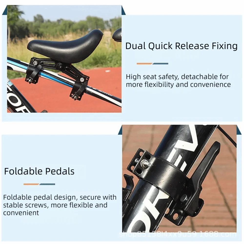 Asiento infantil bicicleta delantero negro, montaje rápido