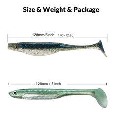 THKFISH Señuelos blandos swimbait ojos 3D cola T para lubina y lucio