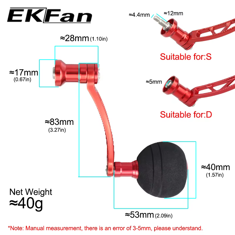 Manivela CNC aluminio con pomo EVA Ekfan 83mm para carretes spinning - imagen 2