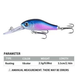 Señuelo minnow hundimiento lento ojos 3D tipo jig wobbler crankbait