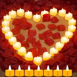 Velas LED en forma de corazon - Romanticas, sin llama - San Valentin