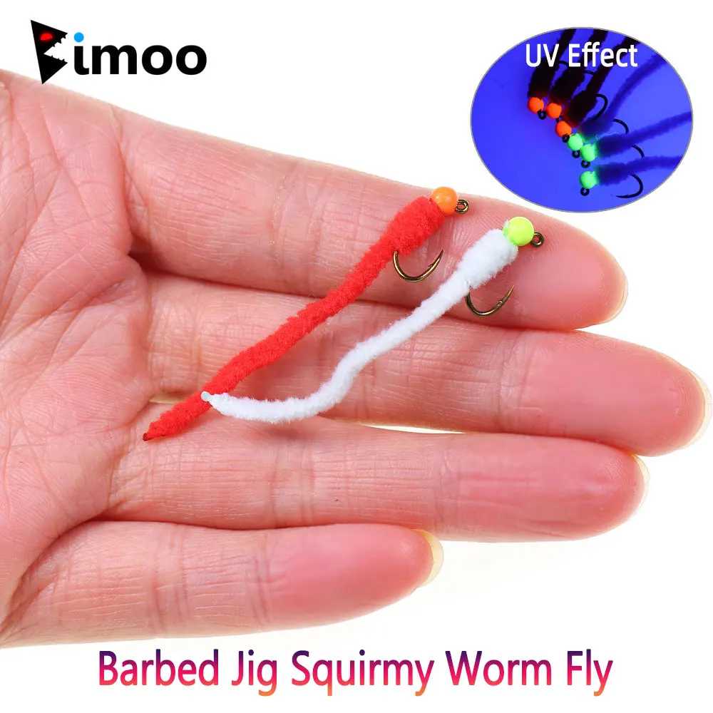 Bimoo #12 Moscas Squirmy Worm hundimiento rápido para trucha y lubina