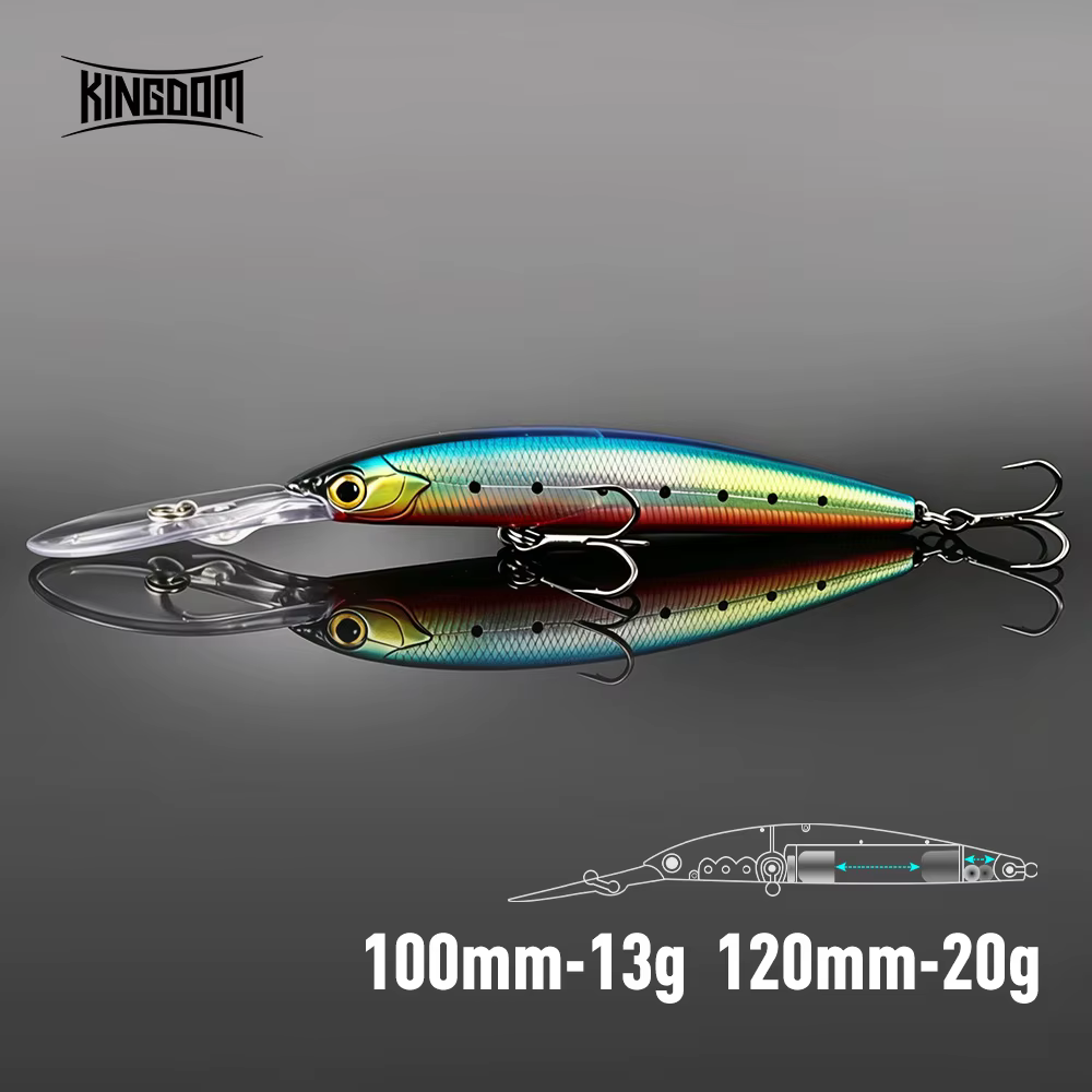 KINGDOM Suspending Minnow – Señuelo 13‑20 g para lubina y - imagen 2
